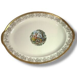 Vintage Taylor Smith Taylor TS&T‎ Victorian Couple 15.5" Serving Platter 22K